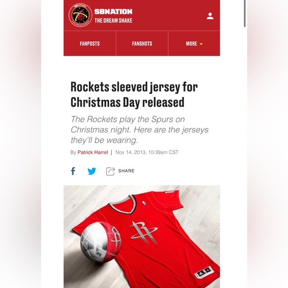 Adidas L Top Red White Jersey Rockets Short Sleeve Harden 13 Excellent Condition - Picture 1 of 13